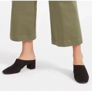 Everlane The Day Heel Mule Slip On Black Suede sz